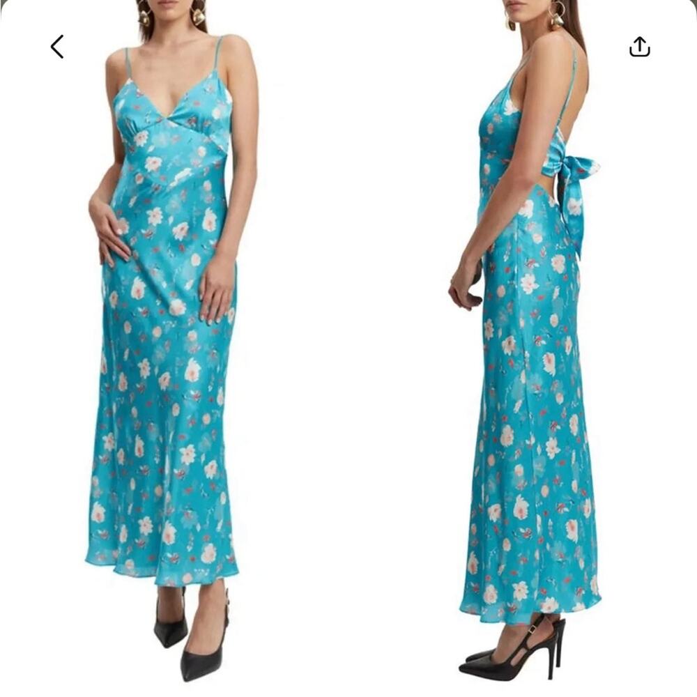 NEW $189 BARDOT 8 Malinda Floral Tie Back Satin Maxi Dress